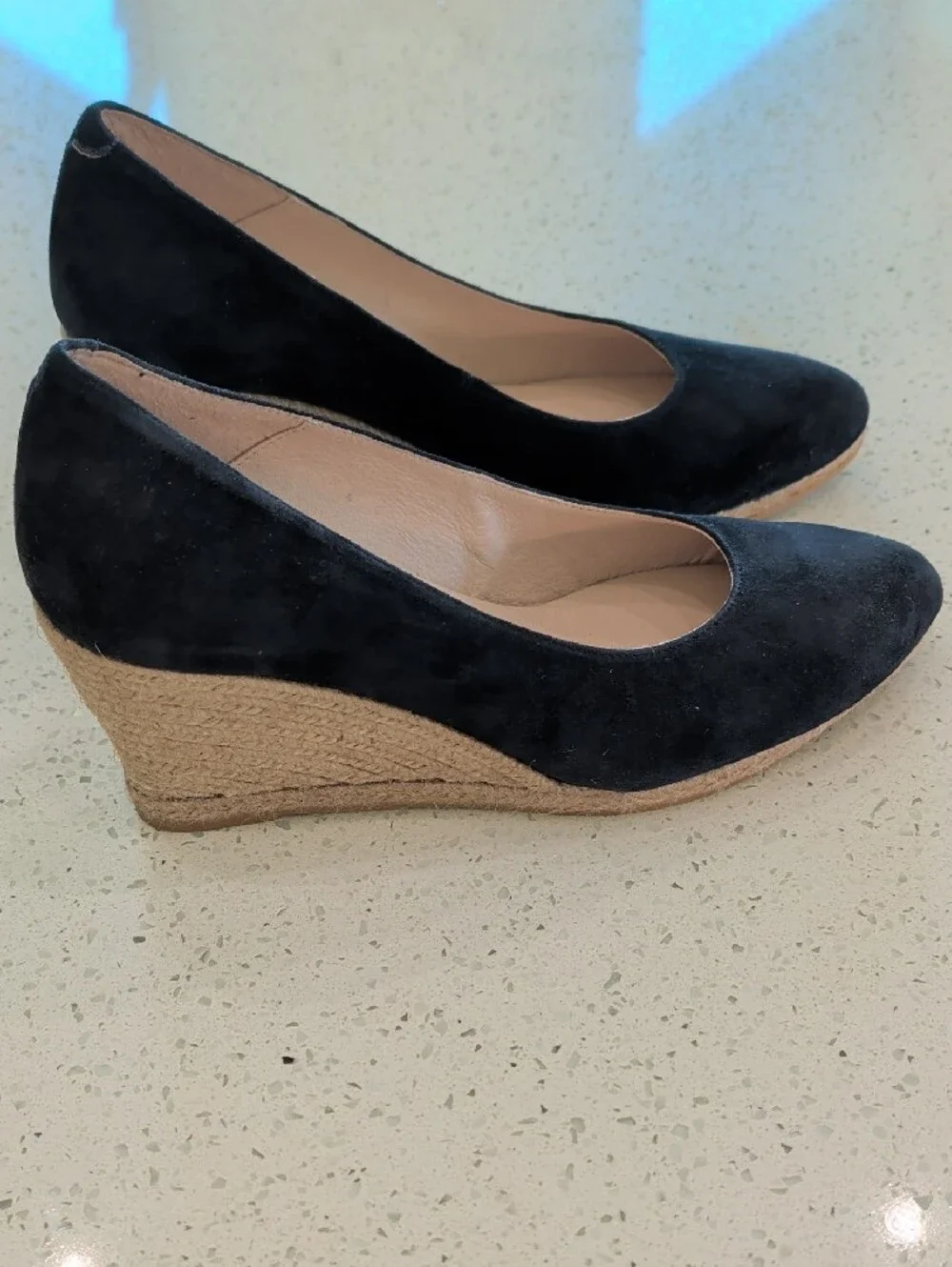 Eric Michael Navy Blue Suede Espadrille Wedge Pumps, 41 (10-10.5)